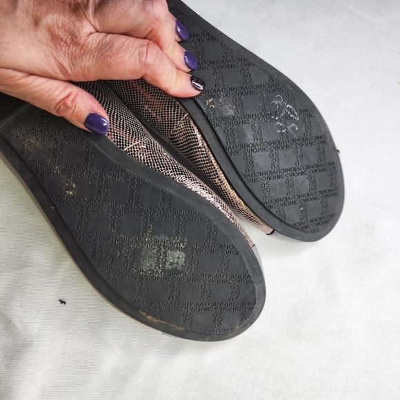 Vionic Allora Ballet Flat Orthotic Shoes Womens Size 7.5 gray Bronze Leather - Picture 10 of 11